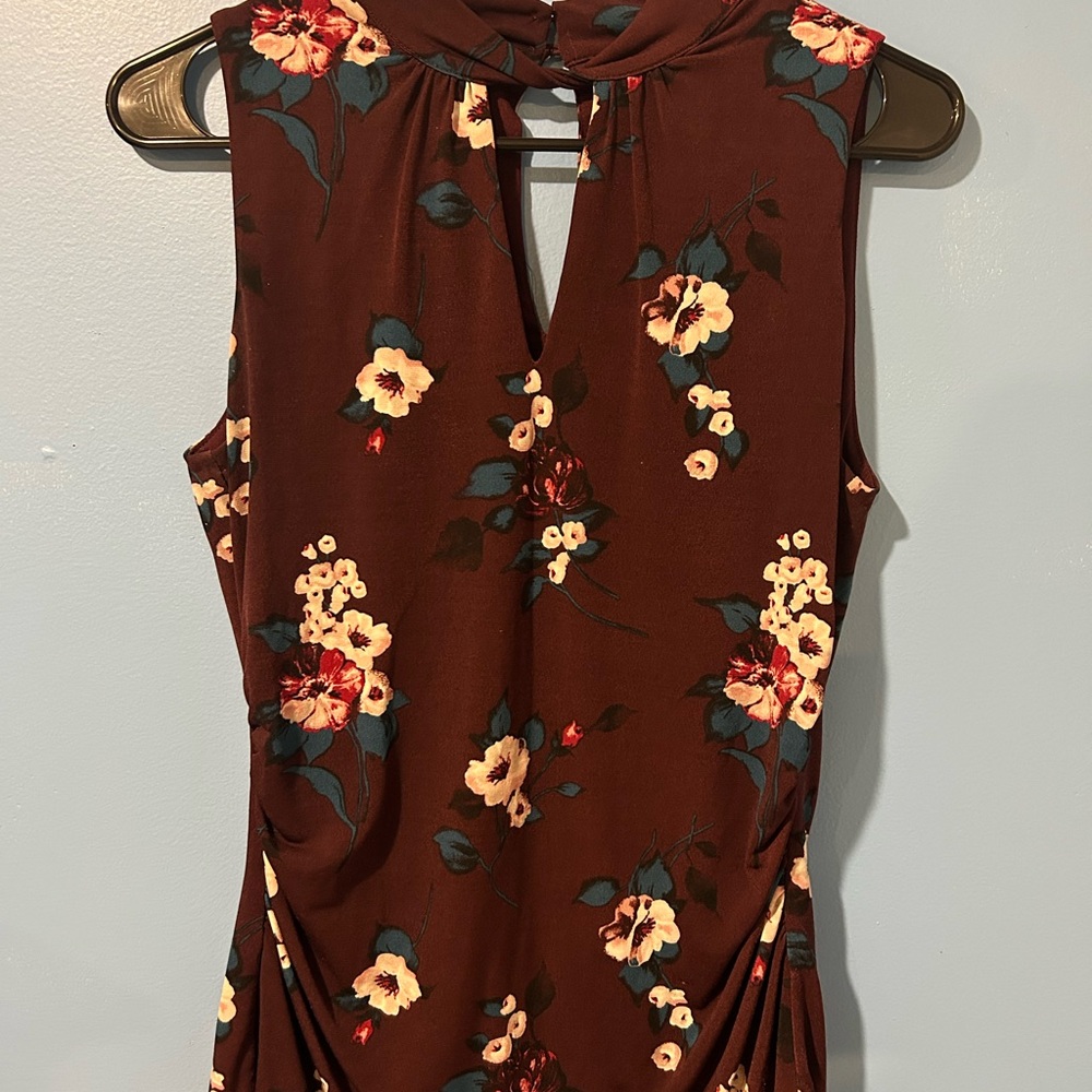 WHBM Floral Sleeveless Top - Burgundy